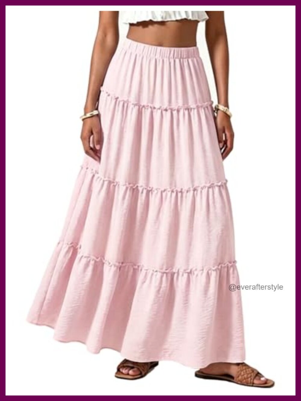 Women's Maxi Skirt 100% Polyester Flowy A-Line Pleated Ruffle Beach